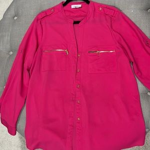 Calvin Klein hot pink button up shirt